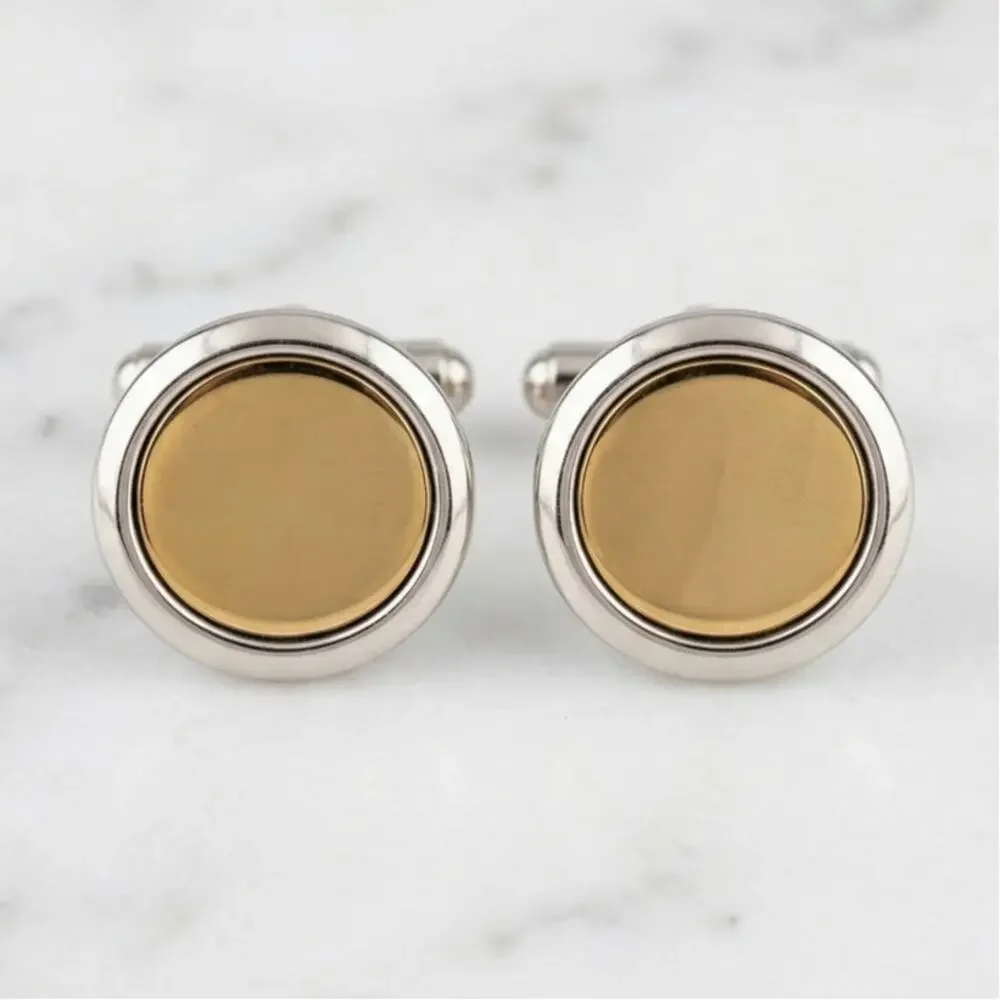 Christian Dior Gold Tone Sterling Silver 925 Round Cufflinks Signed $650